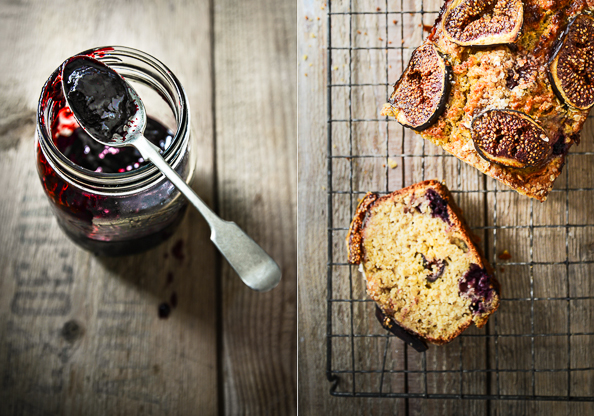 Blackberry jam and cake