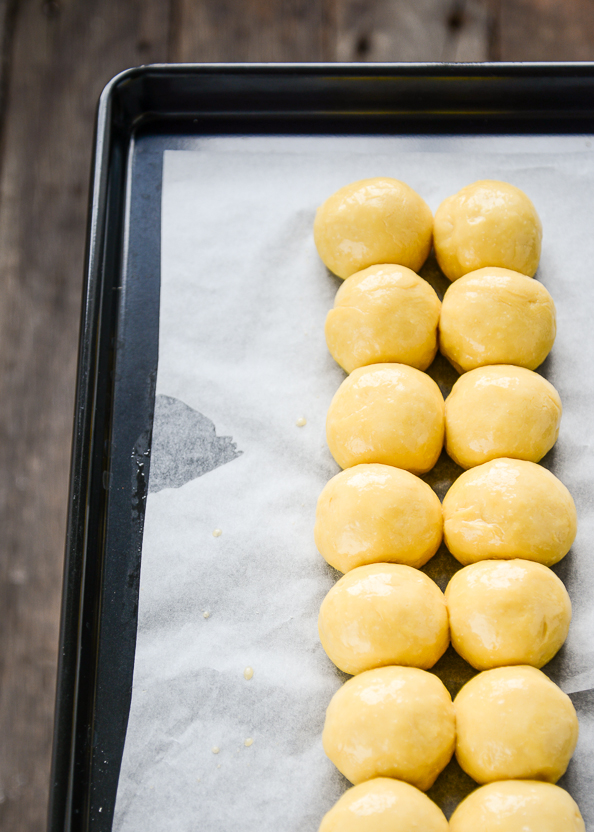 Balls of brioche dough